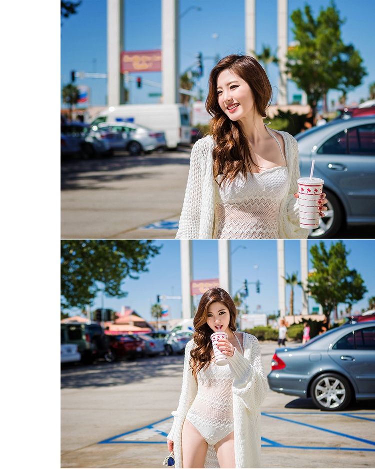 ***พรีออเดอร์***บิกินี่ชุดว่ายน้ำวันพีซ one-piece สีขาวครีมผ้าลูกไม้ ผูกโบว์น่ารักที่คอ เล่นดีเทล sexy เล็กๆ โชว์หน้าท้องแบนราบ สดใสน่ารักรับลมทะเล สวยเหมือนแบบค่ะ