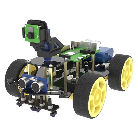 Intelligent Raspberry Pi 4B Visual Car AI Development Board Camera Video Recognition Robot WIFI Kit