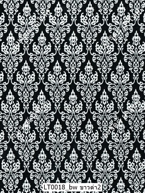 ผ้าลายไทย LT0018_bw ขาวดำ (กดรูปเพื่อเลือกขนาด)
