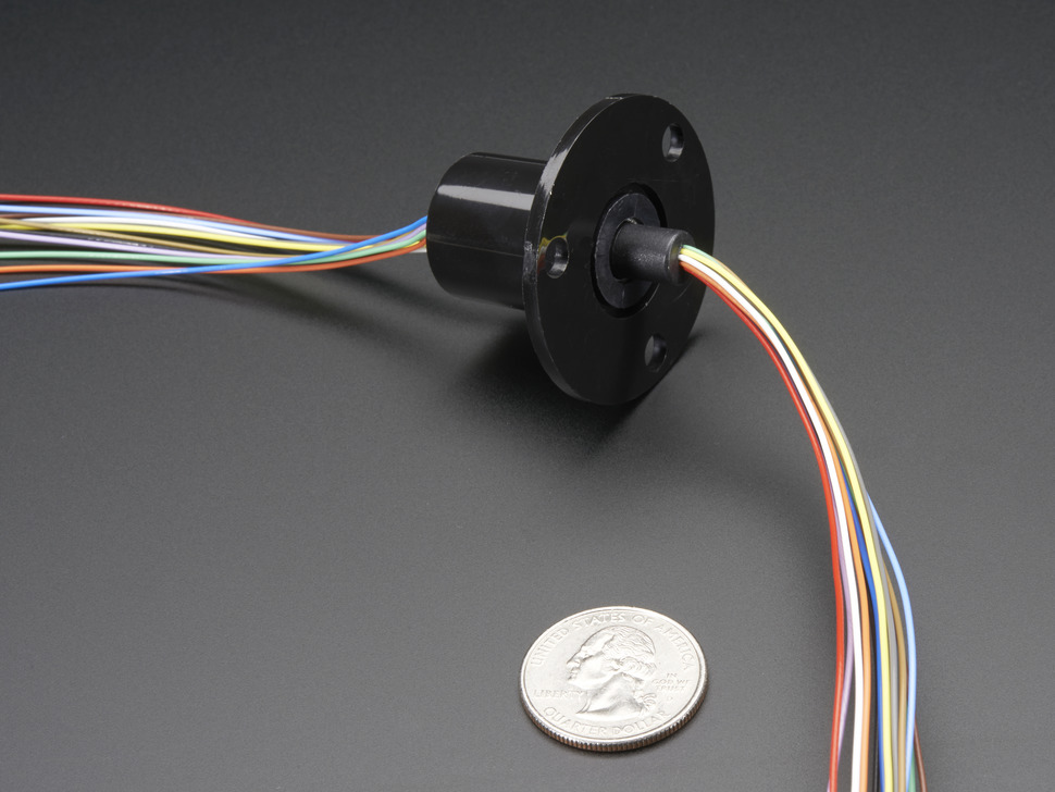 Slip Ring with Flange - 22mm Diameter, 12 Wires, Max 240V @ 2A
