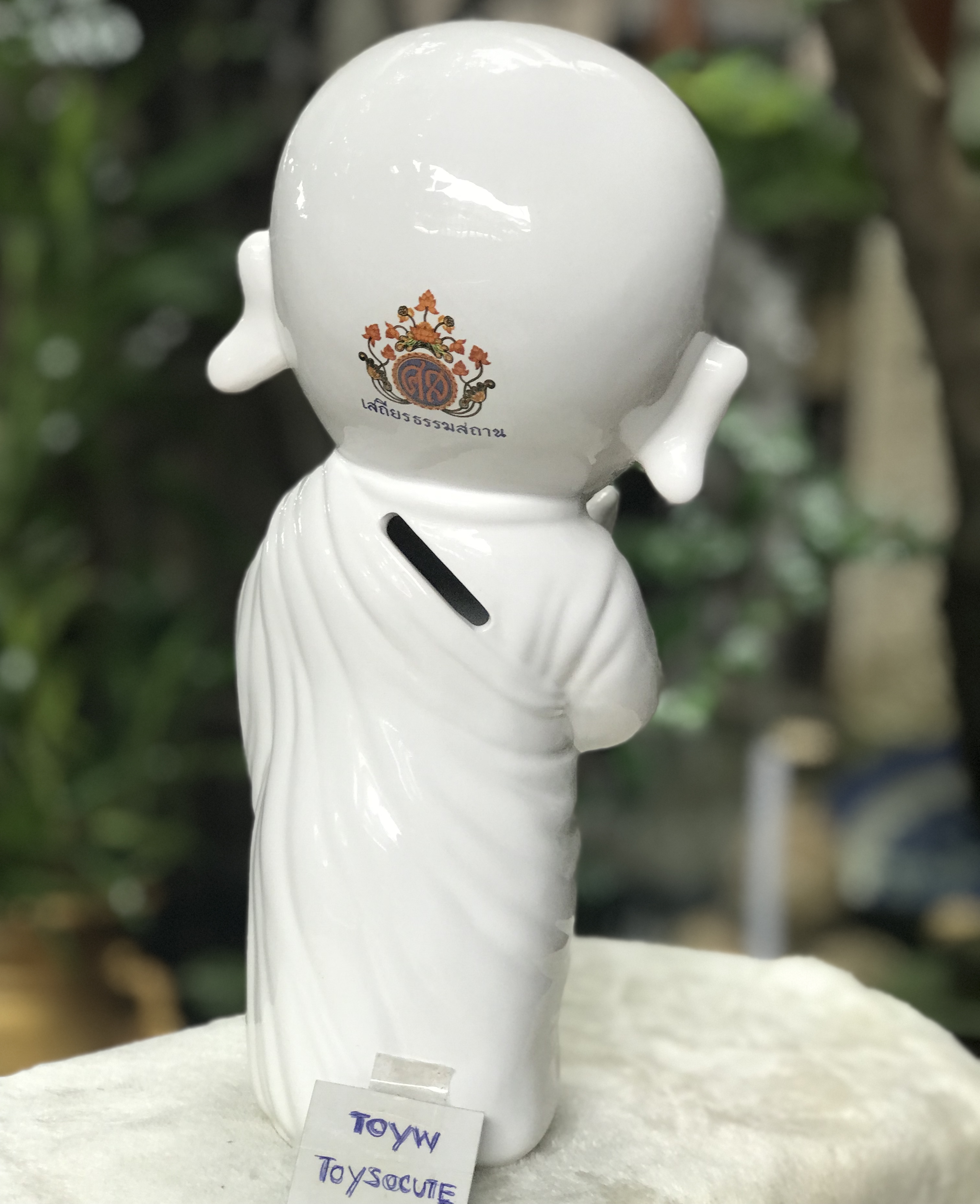 ￼เก่าเก็บ กระปุกออมสินแม่ชี เสถียรธรรมสถาน วัสดุเซรามิค /กล่องไม่สวย