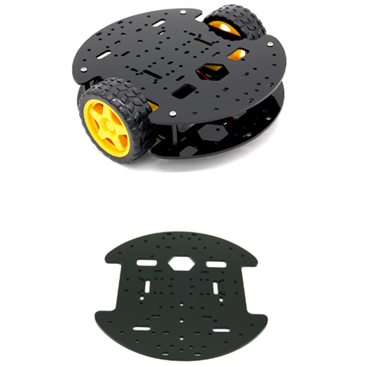 2WD Smart Car Chassis (สีดำ) with Wheel Speed Encoder (พร้อมกล่องใส่แข็งแรง)