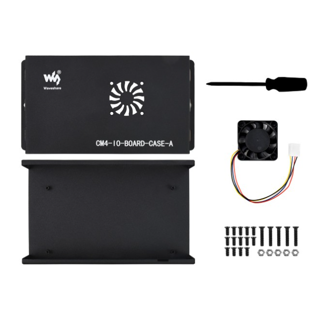 Metal Box (A) for Raspberry Pi Compute Module 4 IO Board, with Cooling Fan (ของแท้จาก Waveshare)