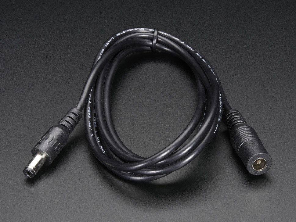 2.1mm Female/Male Barrel Jack Extension Cable (Adafruit)