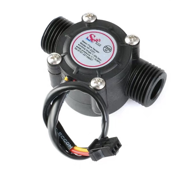 Water Flow Sensor 1-30L/min แรงดันไม่เกิน 1.75MPa ขนาดท่อ 1/2" (YF-S201B/YF-S201) สีดำ