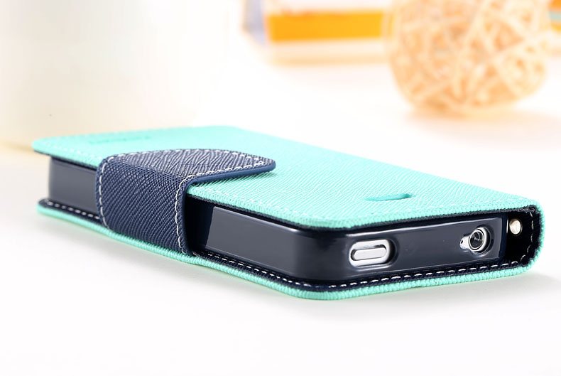 Mercury Series Color Button Case for iphone 5 5S 5G PU Leather Wallet Stand Function Cover