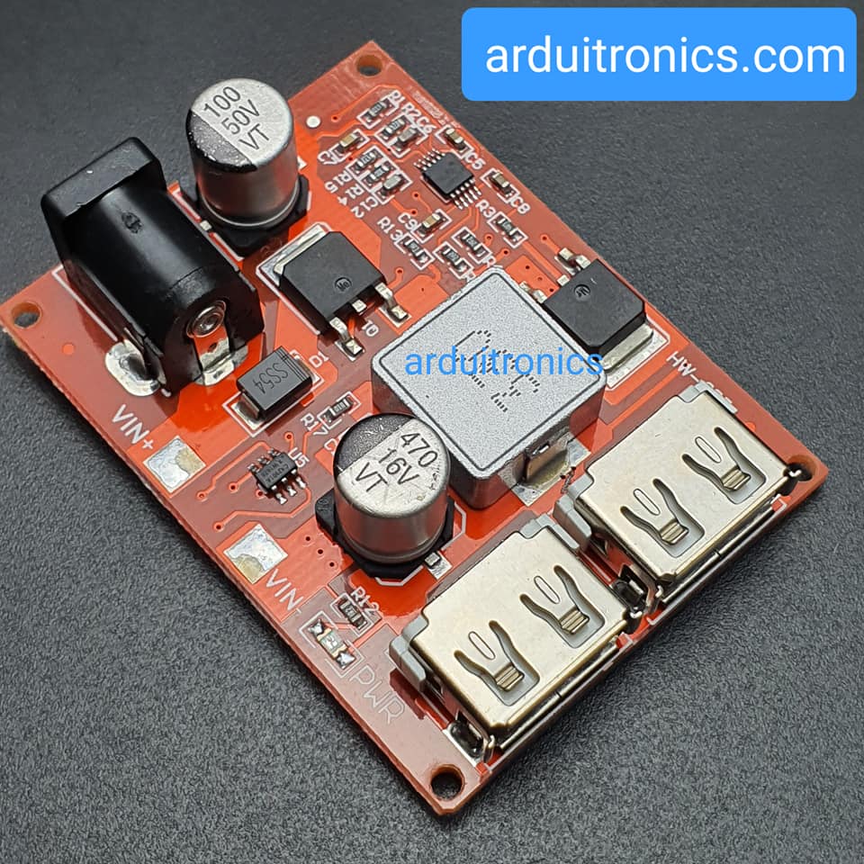 Hight Quality LM2596S Dual Port USB Step Down Module โมดูลแปลงไฟแบบปรับค่าได้จาก 6-36V เป็น 5V กระแสสูงสุด 3A