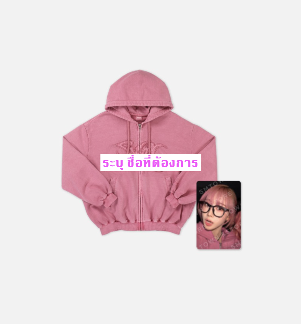 aespa -aespa LIVE TOUR－SYNK：PARALLEL LINE－ENCORE MD -Pink Hoodie Zip-up set ระบุชื่อที่ต้องการ