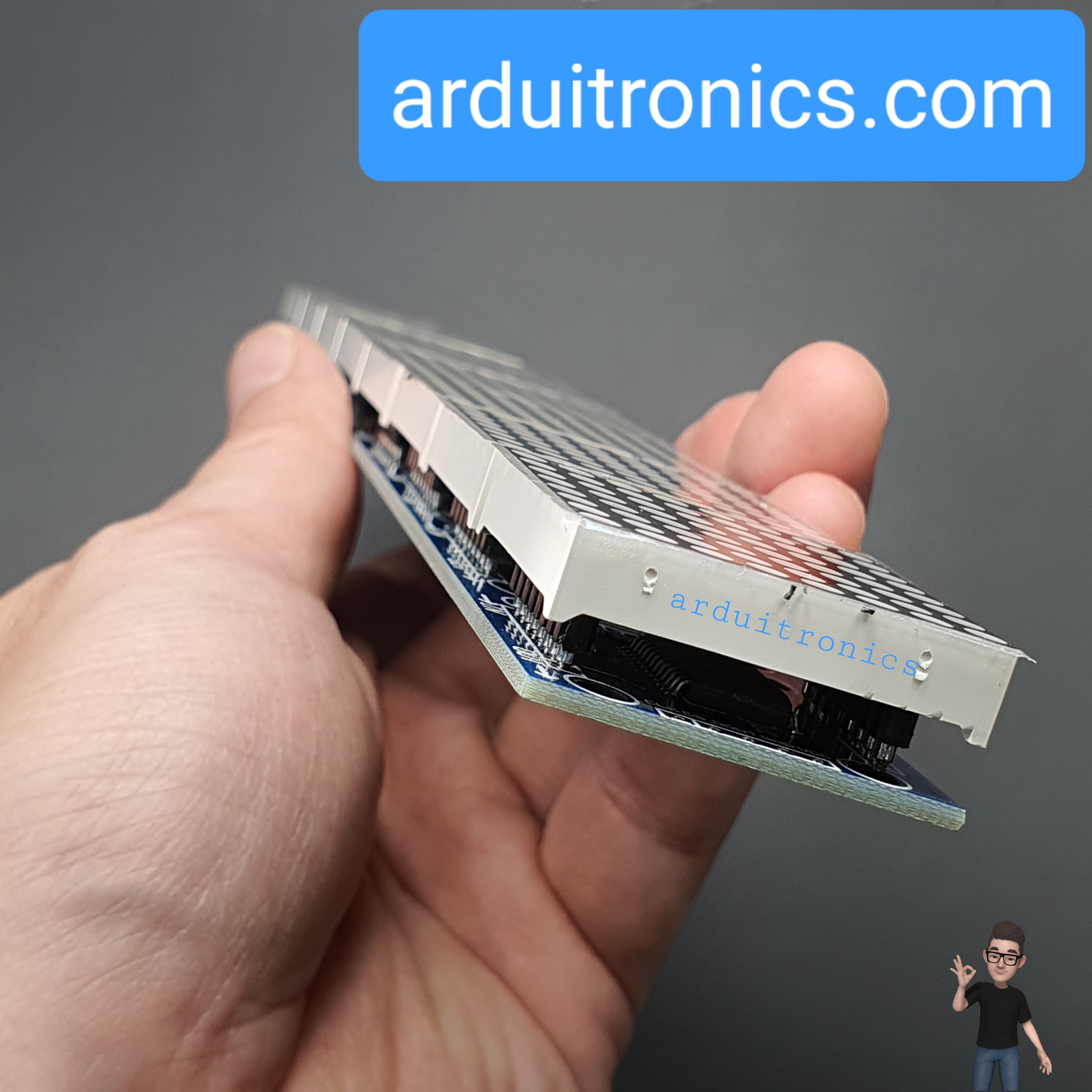 [สีแดง] LED Matrix Driver MAX7219 IC Driver Module + LED Dot Matrix 8x8 ขนาด 32mm x 32mm 8 ชุด (1 x 8)