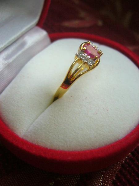 แหวนเพชรสวิสcz พลอยทับทิม สังเคราะห์ 24 kgb size52