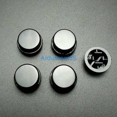 สีดำ B3F Tactile Switch Cap Round Button Cap 12x12x7.3mm แพค 5 ตัว