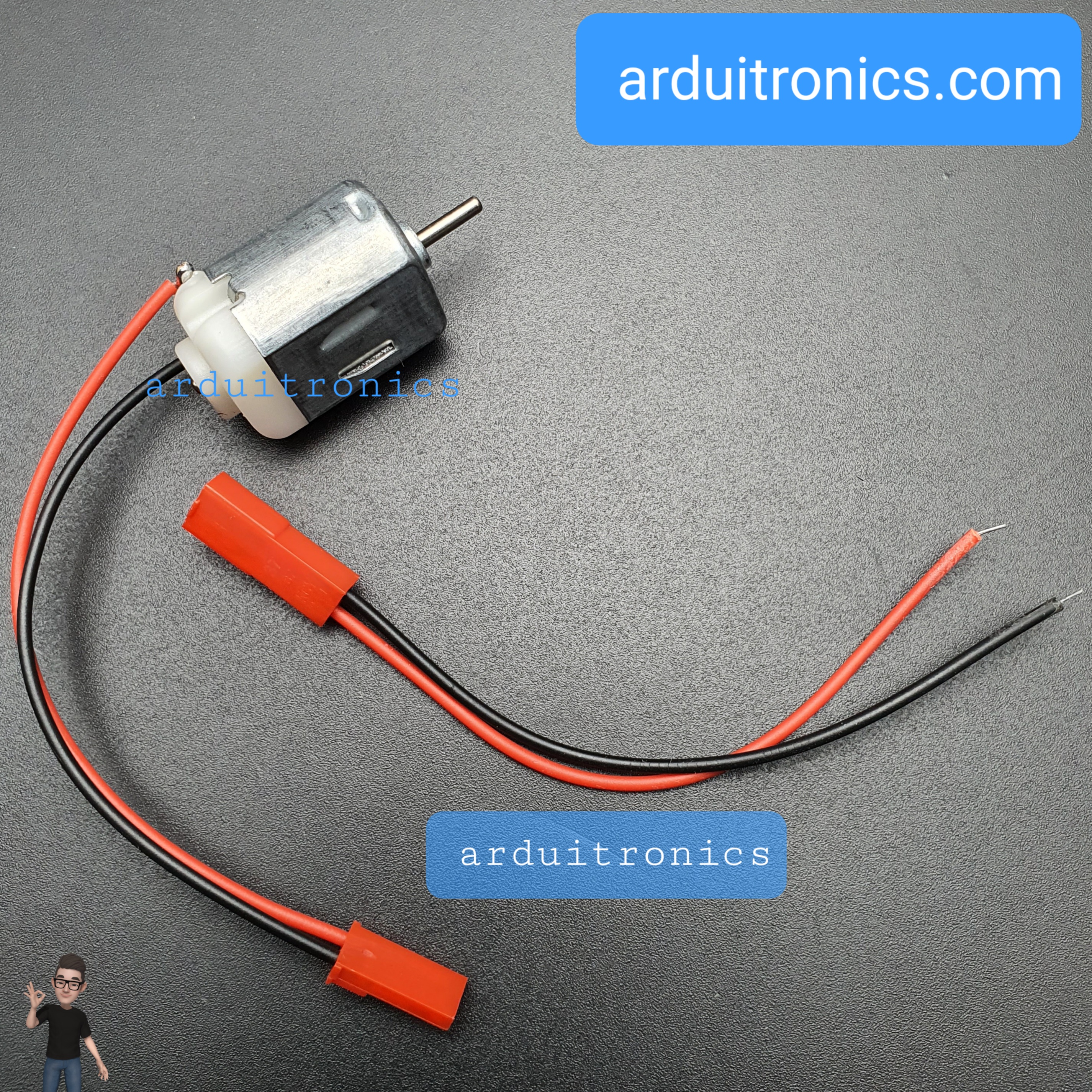 DC Motor 1-6 Volt มาพร้อมสายไฟ (หัว female + สายต่อขยาย) for DIY Projects