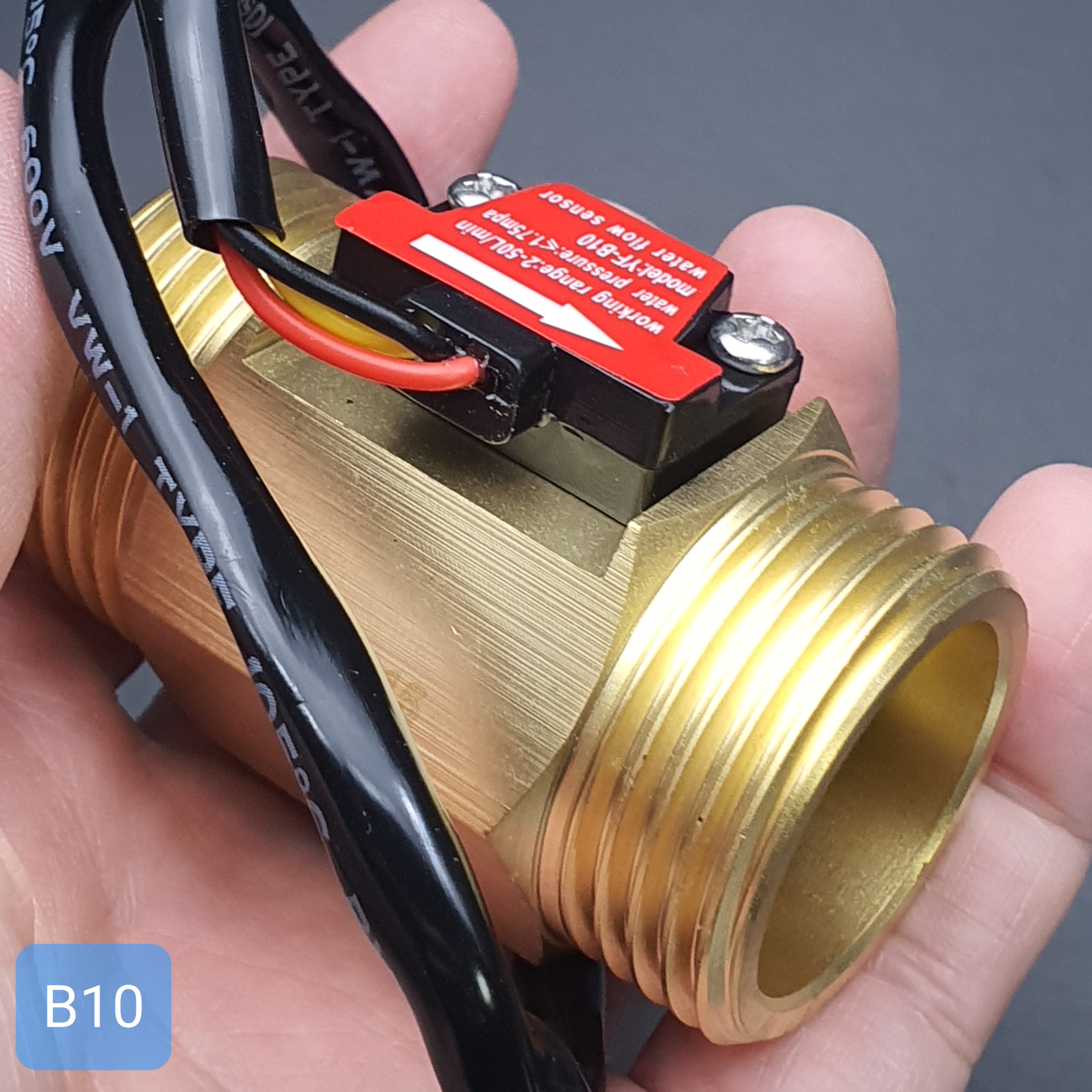 B10 เซ็นเซอร์วัดอัตราการไหลของน้ำ ทองแหลือง 1 นิ้ว 8หุน Water Flow sensor 2-50L/min Size 58 mm