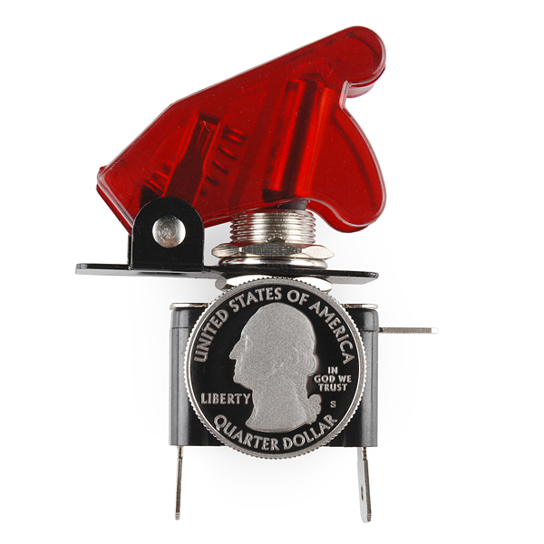 Toggle Switch and Cover - Illuminated - Red (จาก SparkFun)