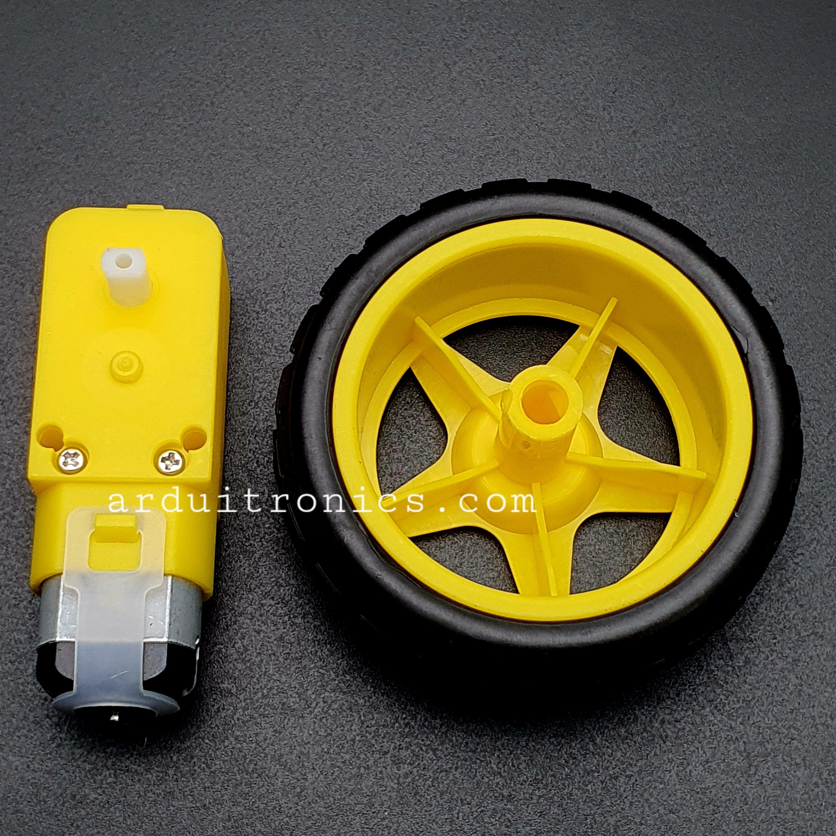 Gear Motor with Wheel Tire มอเตอร์แกนเดี่ยวพร้อมล้อ (อัตราทด 1:48)