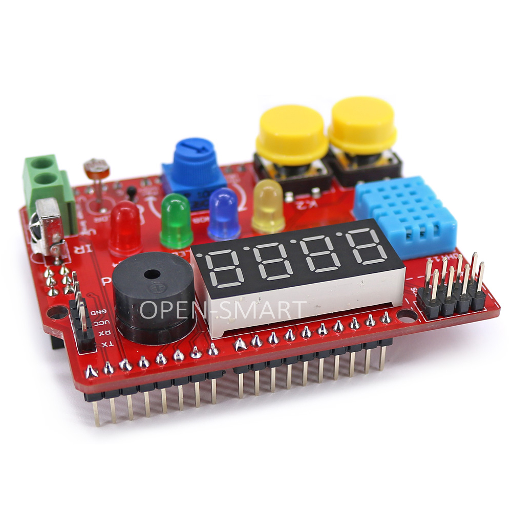 OPEN-SMART Rich Shield (Remote IR Control with receiver, LED, Buzzer, Buttons, Light Sensor, Temperature Sensor)
