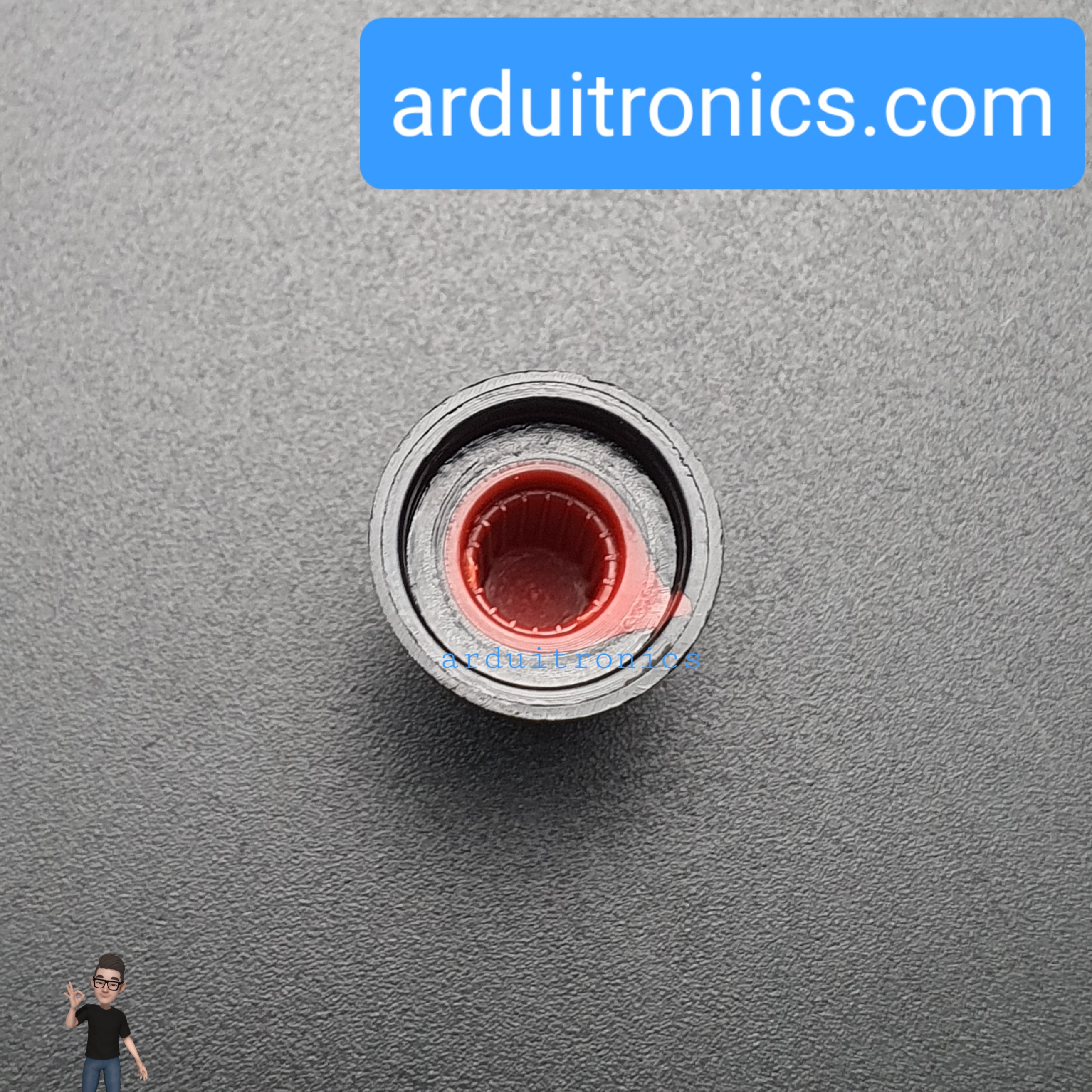 Red สีแดง หัวจุกหมุนสำหรับตัวต้านทานปรับค่าได้ WH148 Plastic Knob Potentiometer Size 15X17mm