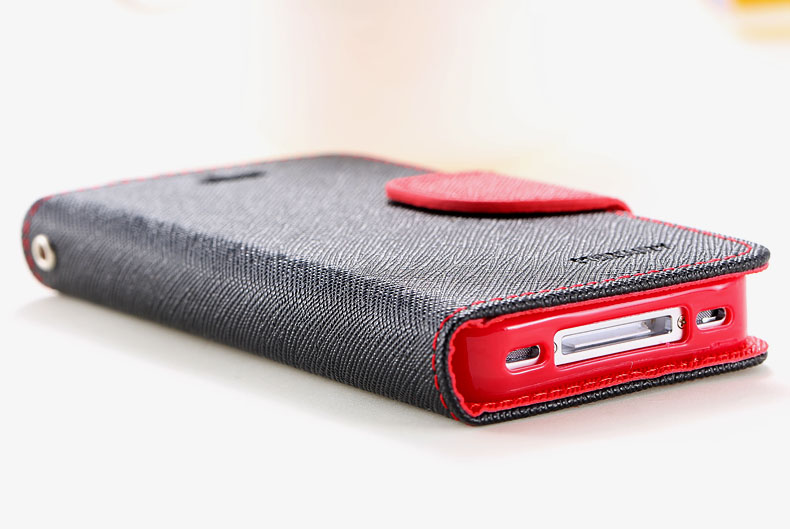 Mercury Series Color Button Case for iphone 5 5S 5G PU Leather Wallet Stand Function Cover