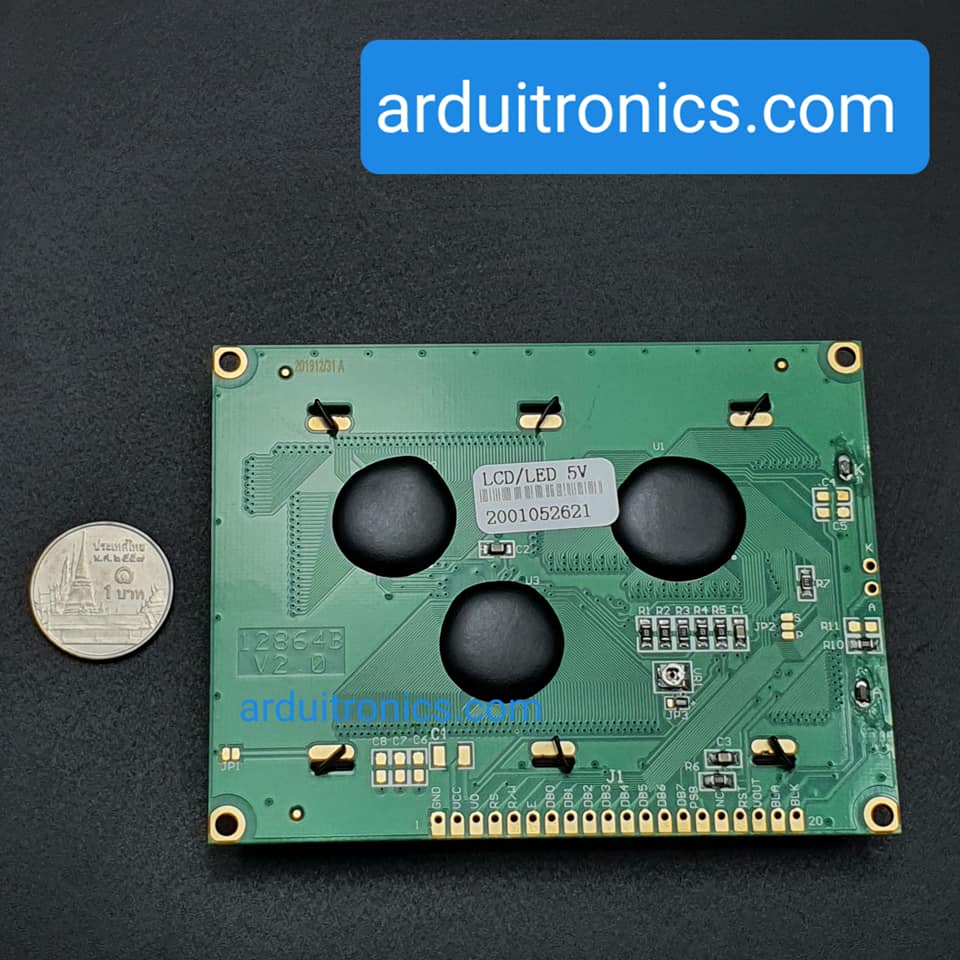 LCD Display Module 128x64 (12864) Graphic Matrix LCD with Yellow-Green Backlight (5V)