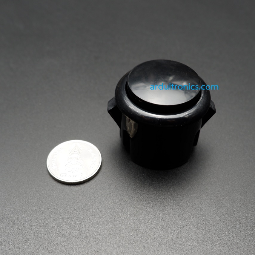 Arcade Button Black (สีดำ แบบฐานสูง) ปุ่มกดตู้เกม สวิตช์ปุ่มกดติดปล่อยดับ สีดำ