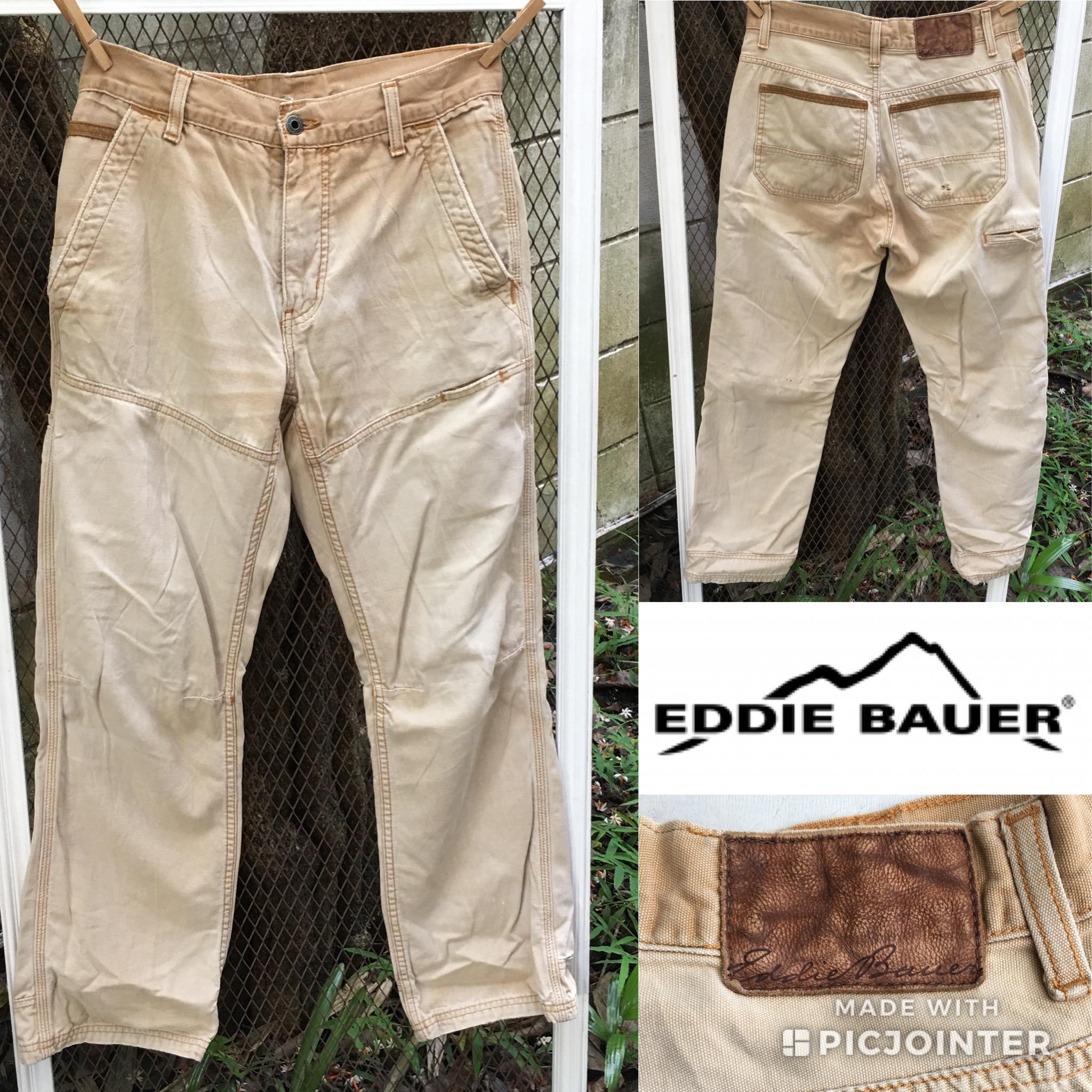 2sis1bro แบรนด์แท้ Eddie Bauer Straight Fit กางเกงคาร์โก้ ขายาว มือสอง พร้อมส่ง เอว 30"
