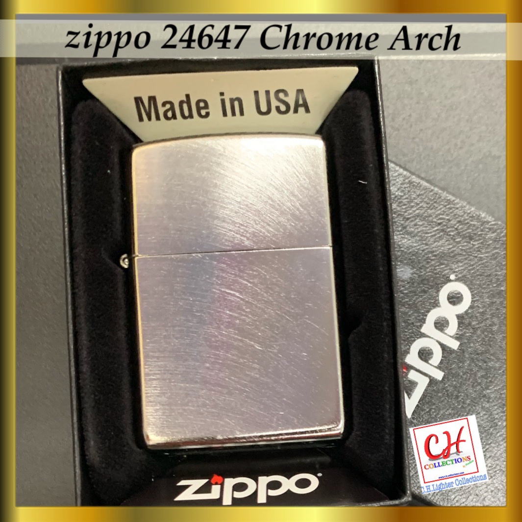 ไฟแช็ค ZIPPO 24647 Chrome Arch ผิวขัดด้านโค้งมน ทั้งด้านหน้าและหลัง สีโครเมี่ยม ของแท้จากอเมริกา บรรจุในกล่องอย่างดี