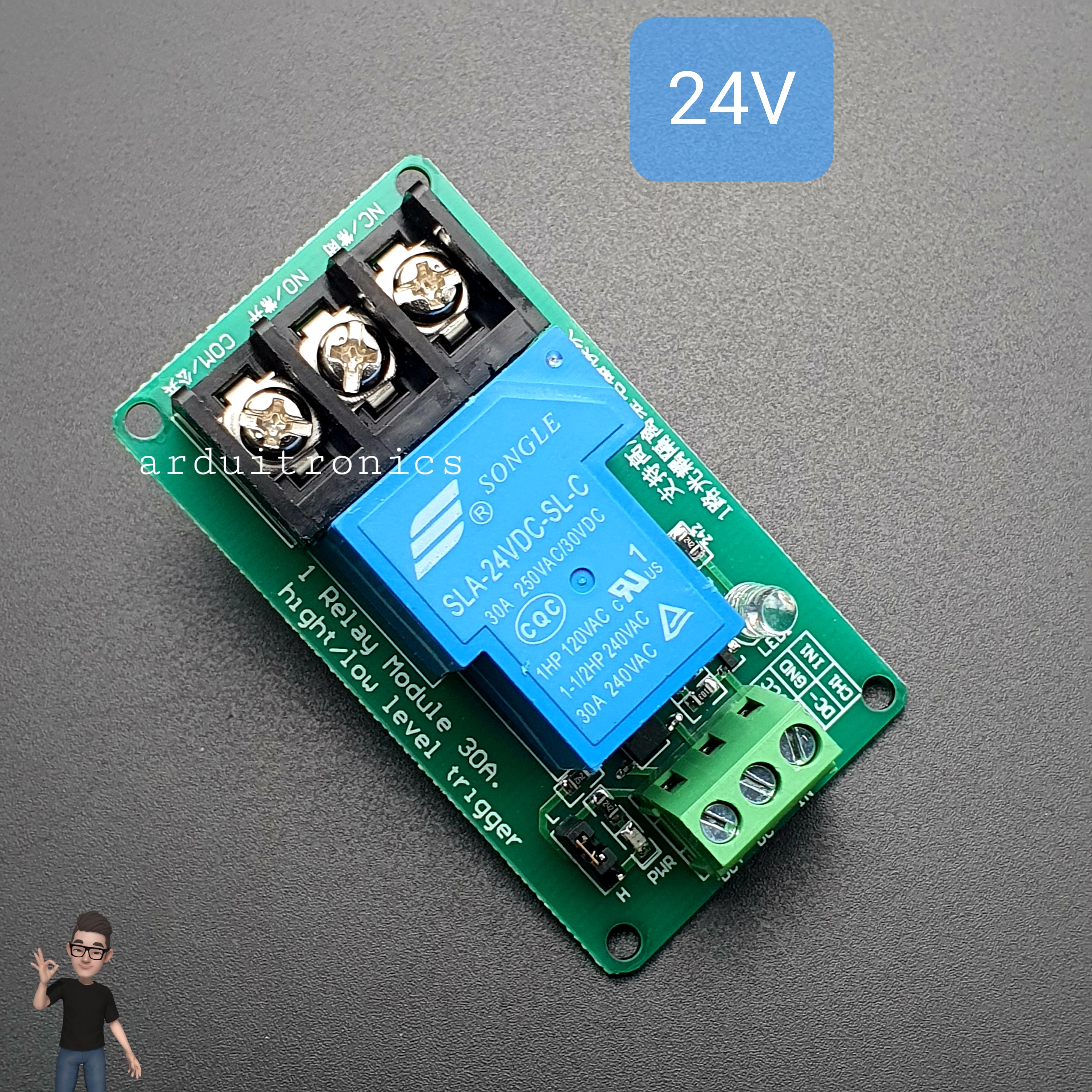 1 Channel Relay 24V 30A รีเลย์ 24V 30A ทำงานแบบ Active Low/High