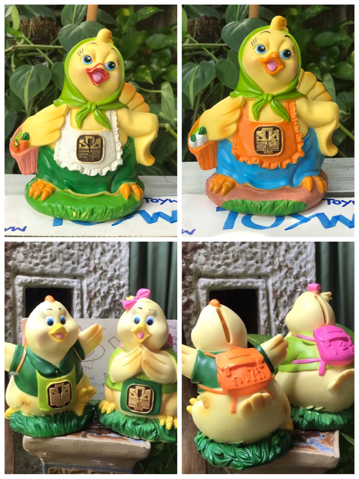 มือสองเริ่มต้น 390 บาท กระปุกออมสิน ธกส ออมสินแม่ไก่ถือตะกร้า น้องไก่สะพายเป้ ธนาคาร ธกส ขนาดสูงประมาณ 5-6 นิ้ว