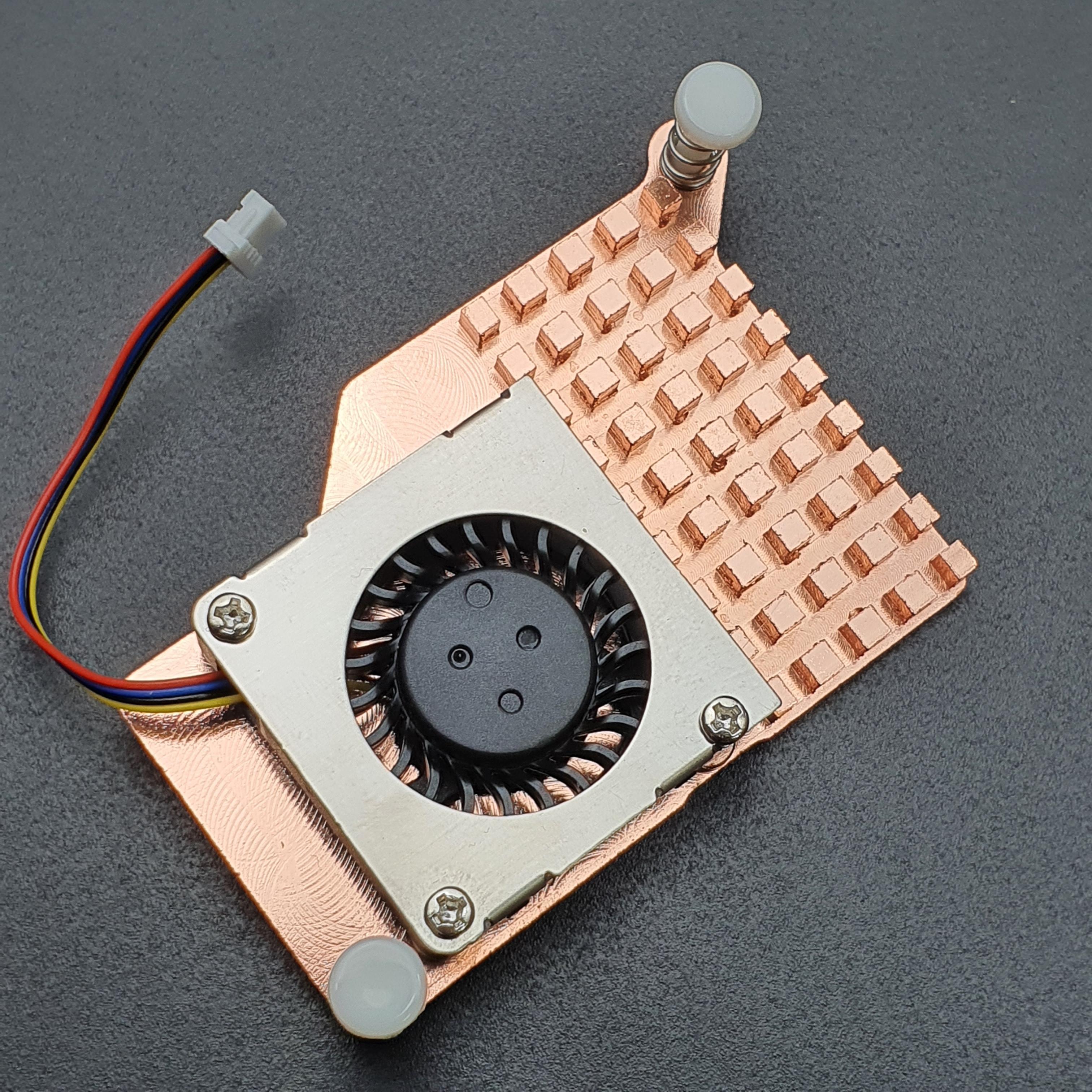 Raspberry Pi 5 Active Cooling Fan With Aluminum Radiator Heat Sink - สีทองแดงและพัดลมสีดำ