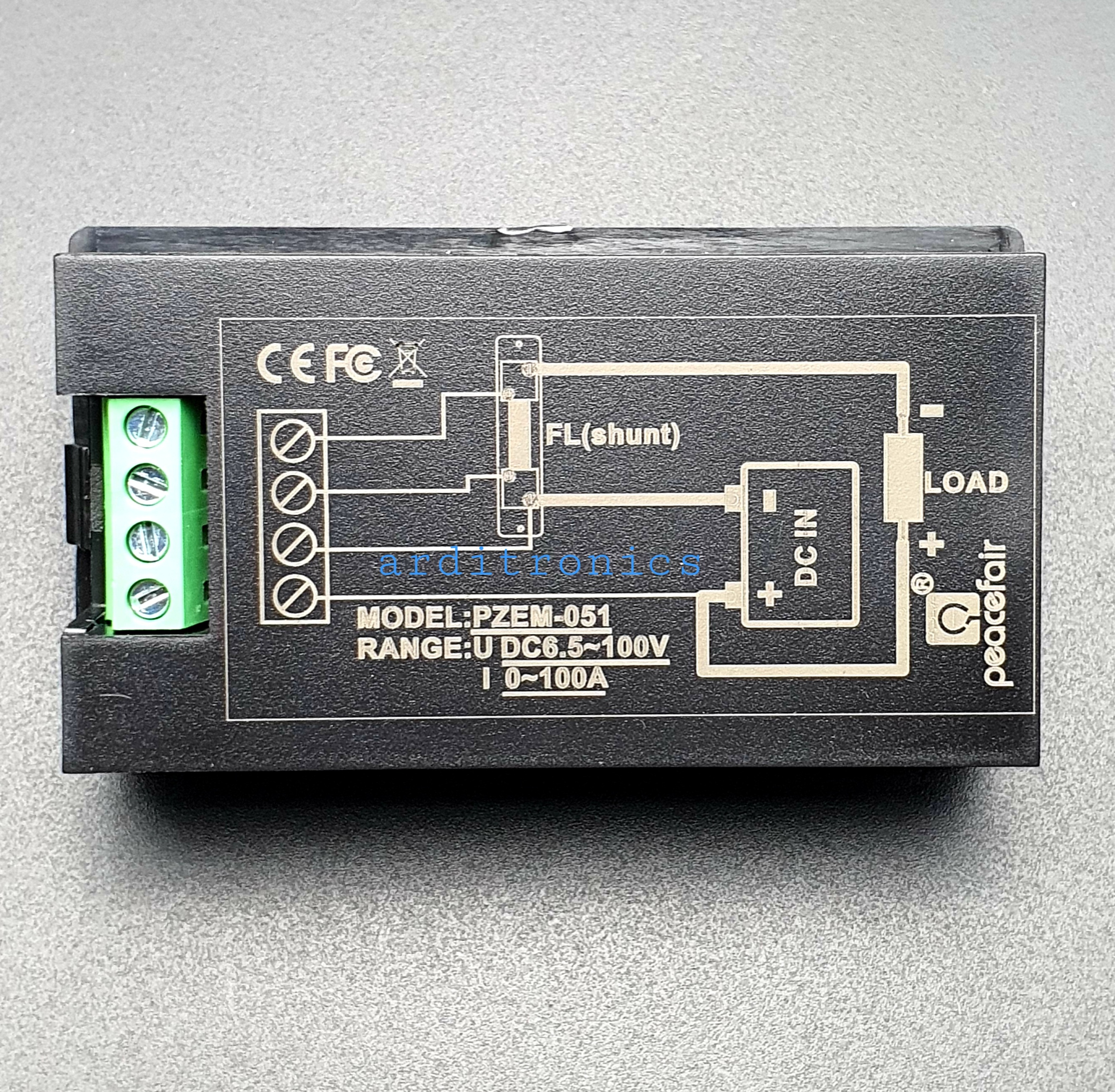 PZEM-051 DC V-A Panel Meter รุ่น PZEM-051-DC-100A (0-100A, 6.5-100V)