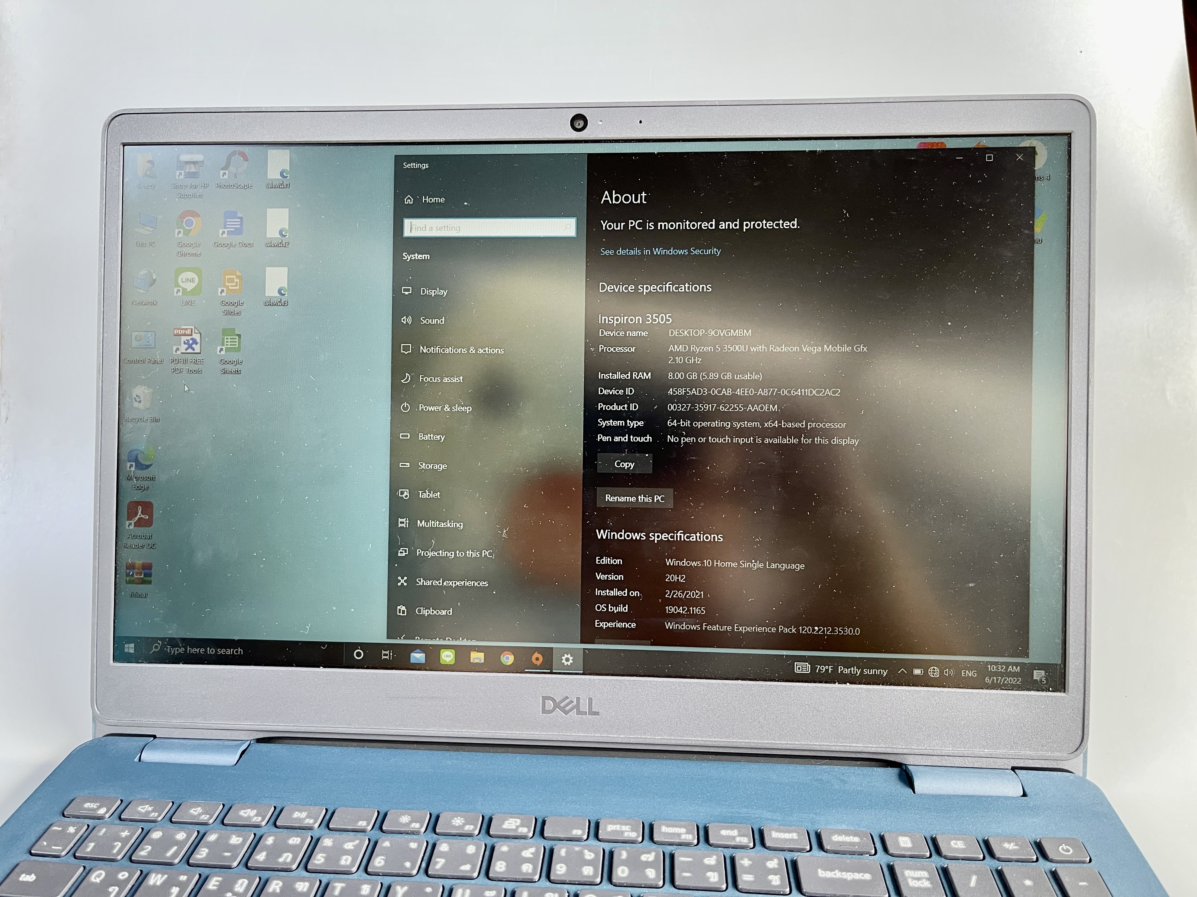 ขาย Notebook DELL Inspiron 3505 AMD Ryzen 5 3500U , 512 GB