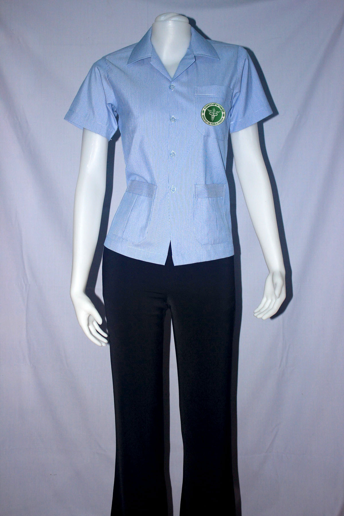 เสื้อกราวน์ฟ้าขาว ปักกระทรวงสาธารณสุข ผู้หญิง