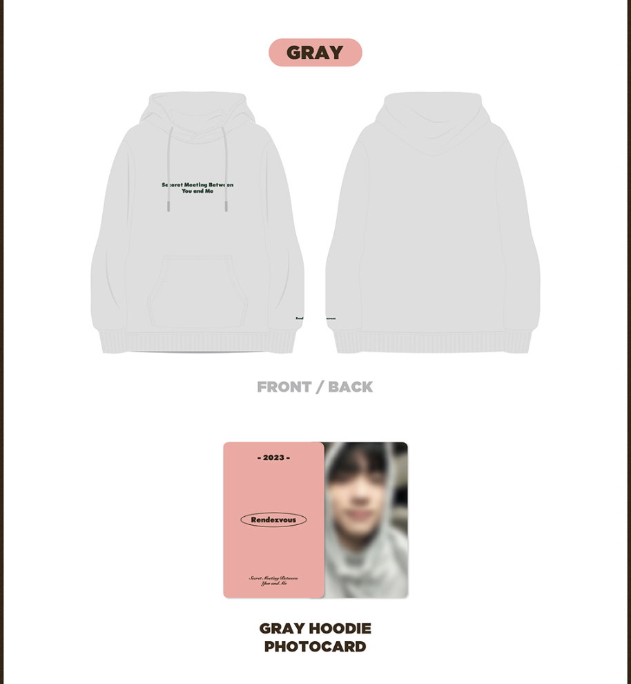 JINYOUNG (GOT7) -PARK JINYOUNG - 2023 Rendezvous ของสะสม -HOODIE เสื้อฮู้ด แบบ สี gray เทา