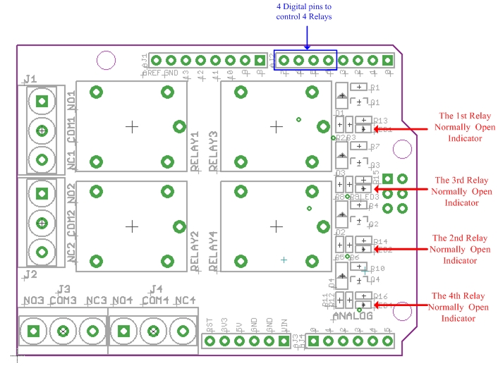 4 Channel Relay Shield for Arduino รีเลย์ 4 ช่อง