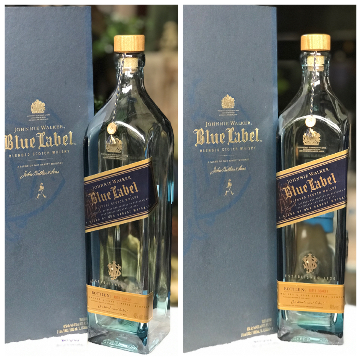 ￼ราคาต่อชิ้น จุกก๊อกปิดแน่น ขวดเหล้าเปล่าบรรจุกล่อง Johnnie Walker Blue Label ขนาด 1 Litre (1000 ml)