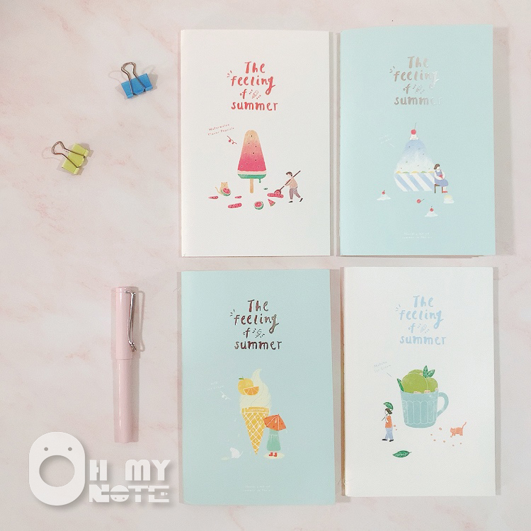 Ohmynote สมุดโน้ตน่ารักขนาด A5 สไตล์เกาหลี ลายบิงซู ไอศกรีม เล่มหนา 84 หน้า สมุดโน๊ตเย็บด้าย แข็งแรง