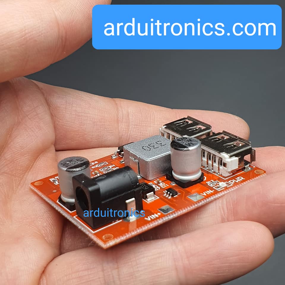 Hight Quality LM2596S Dual Port USB Step Down Module โมดูลแปลงไฟแบบปรับค่าได้จาก 6-36V เป็น 5V กระแสสูงสุด 3A