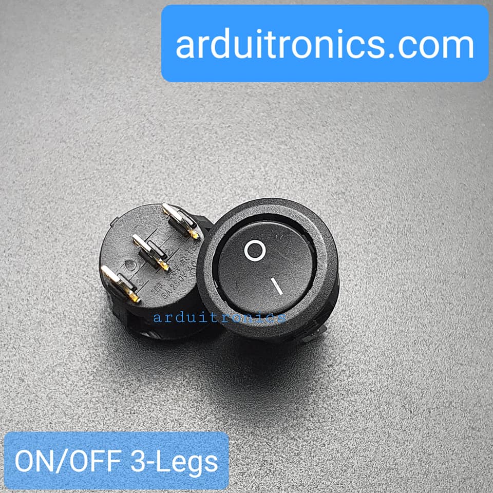 สวิตช์ไฟเปิด/ปิด KCD1 Rocker Switch Round 20mm 6A 250V 3 ขา On/Off - สีดำ