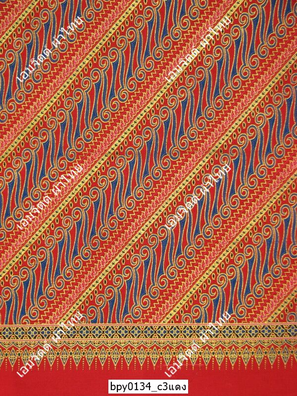 [bpy0134] ผ้าพิมพ์ทอง 1.8เมตร ลายศรีวิชัย คอตต้อน 100%