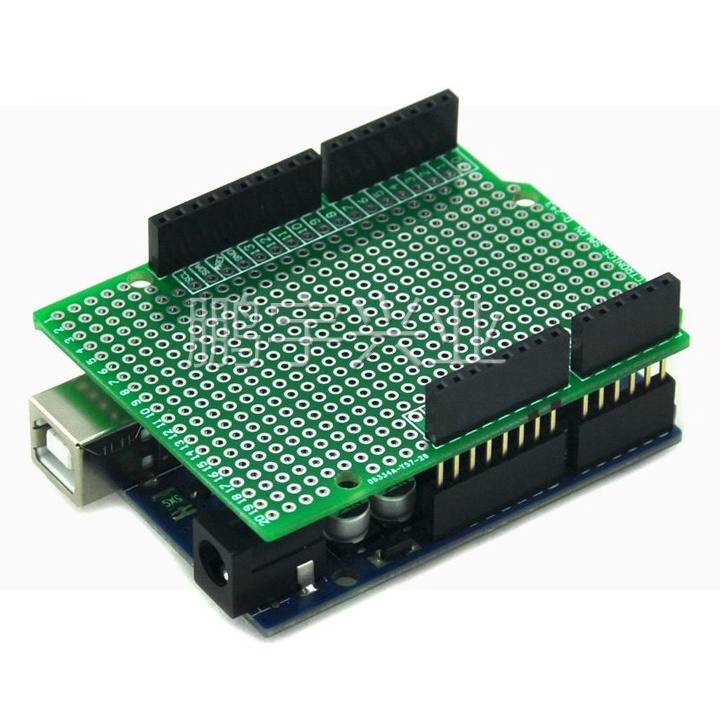บอร์ด Shield อเนกประสงค์พร้อมขาแบบยาว Arduino Shield Prototype PCB with Long Female Pin Header Socket Green PCB