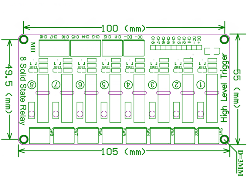8 Channel 5V 2A Solid State Relay (SSR) High Level Trigger
