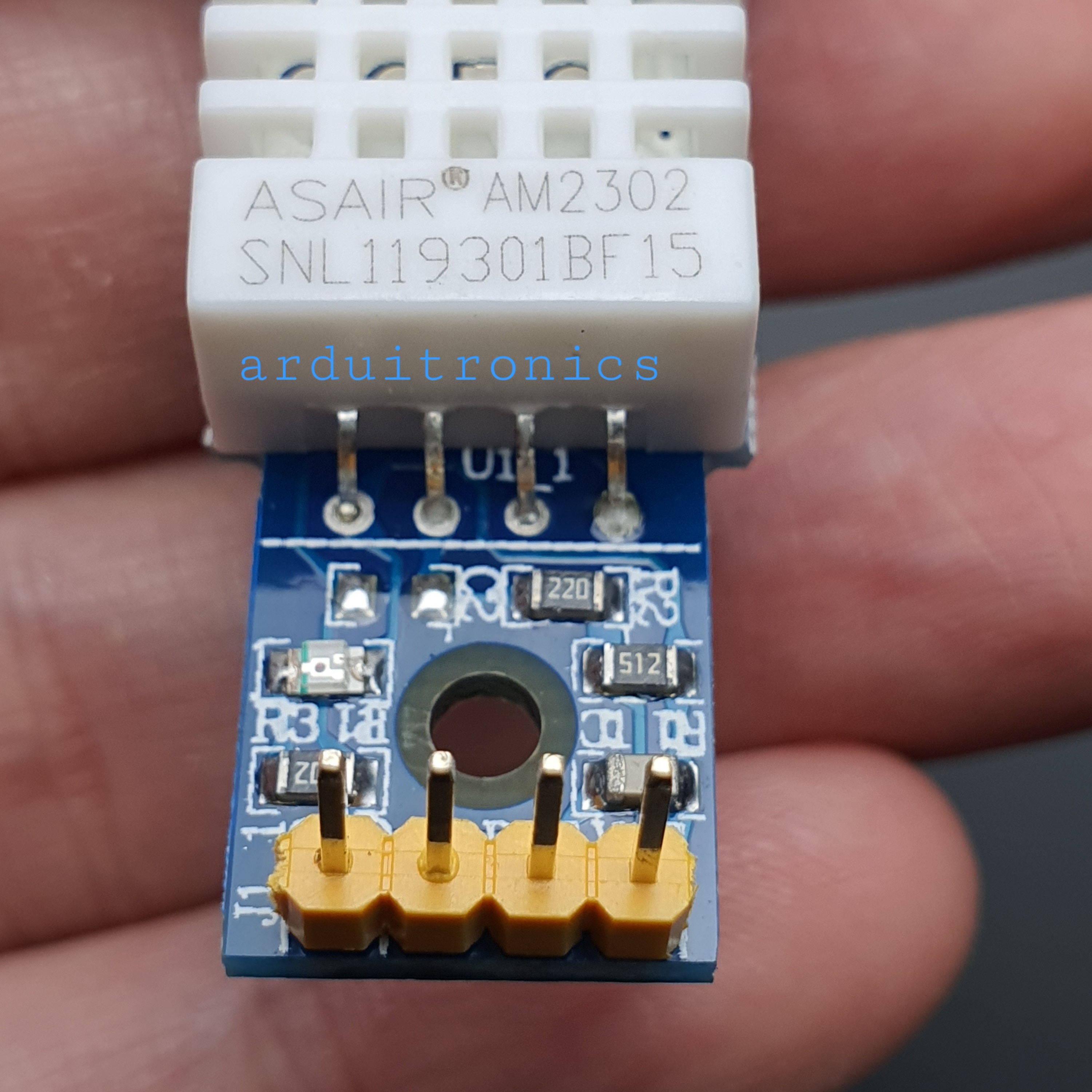 DHT22 AM2302 เซนเซอร์วัดอุณหภูมิและความชื้น DHT22 Module สำหรับ Arduino ( บนกรอบเซนเซอร์มีพิมพ์ ยี่ห้อ ASAIR AM2302) PCB สีน้ำเงิน