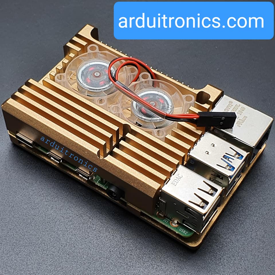 Aluminium Case for Raspberry Pi 4 with Dual Fan (Gold) แบบที่ 1