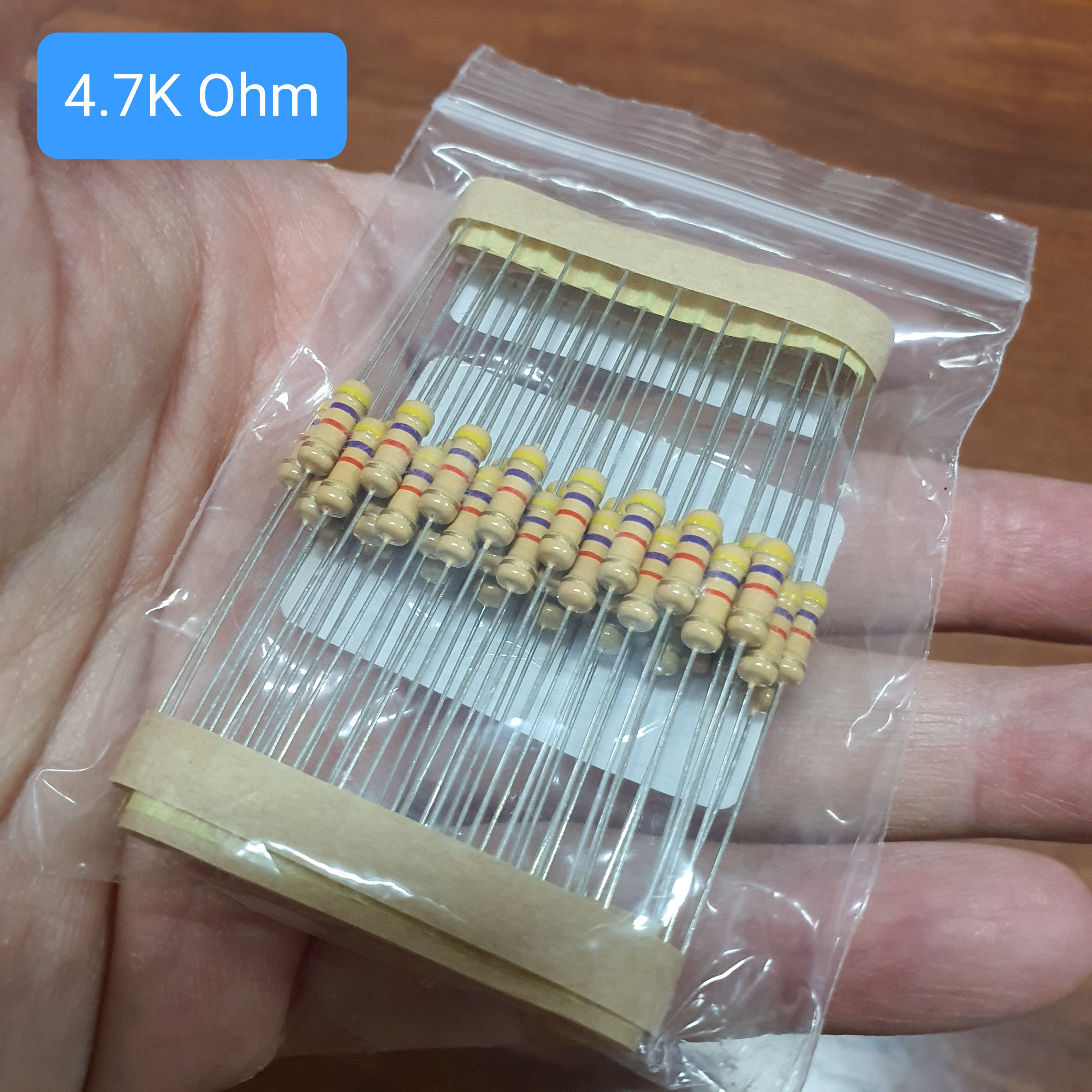 Resistor 4.7K Ohm 1/2W 5% แพ็คละ 50 ตัว