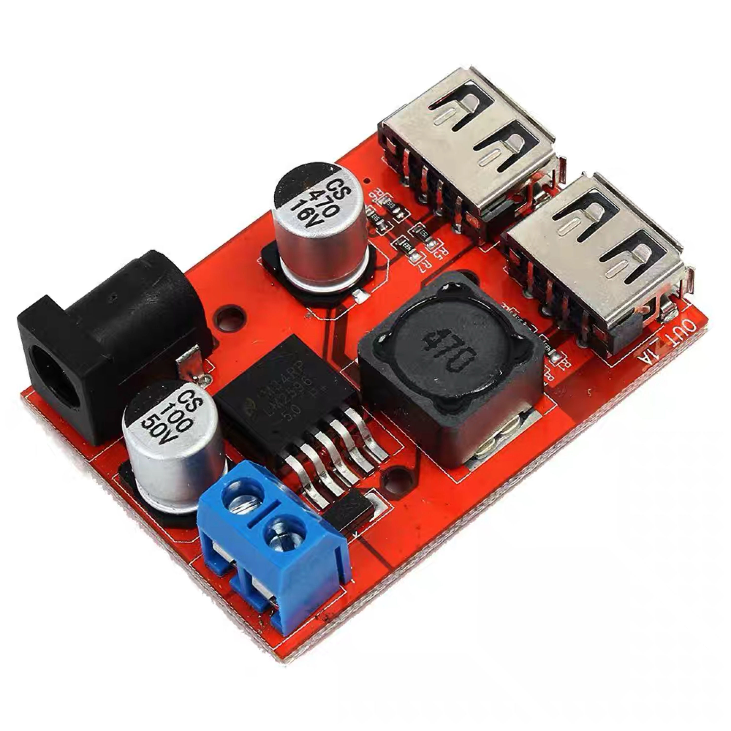 Dual USB DC-DC 9V / 12V / 24V / 36V to Fixed Output 5V 3A Step Down Module