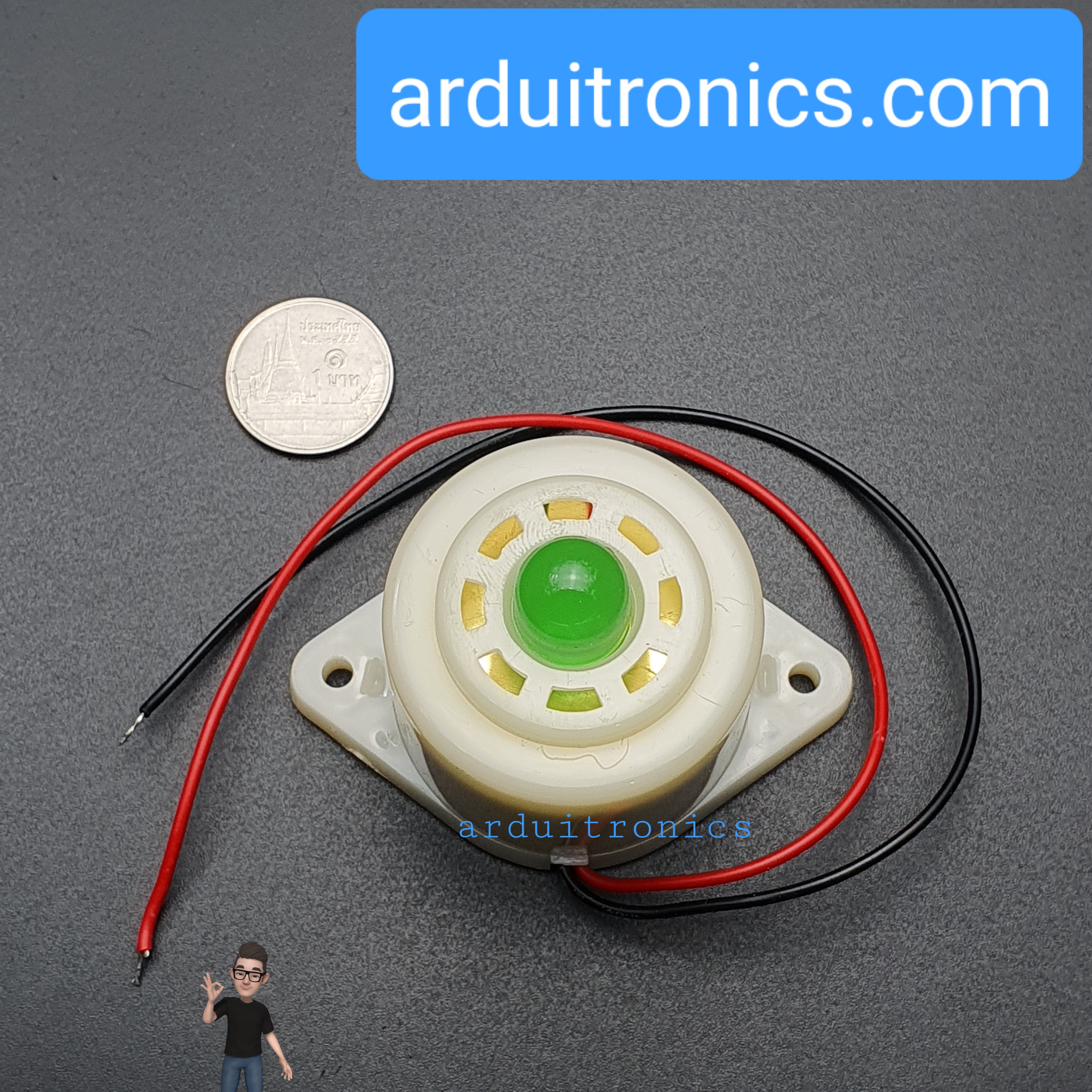 Buzzer 12VDC BJ-3 (LED เขียว) สัญญาณเสียงเตื่อนภัย/กันขโมย