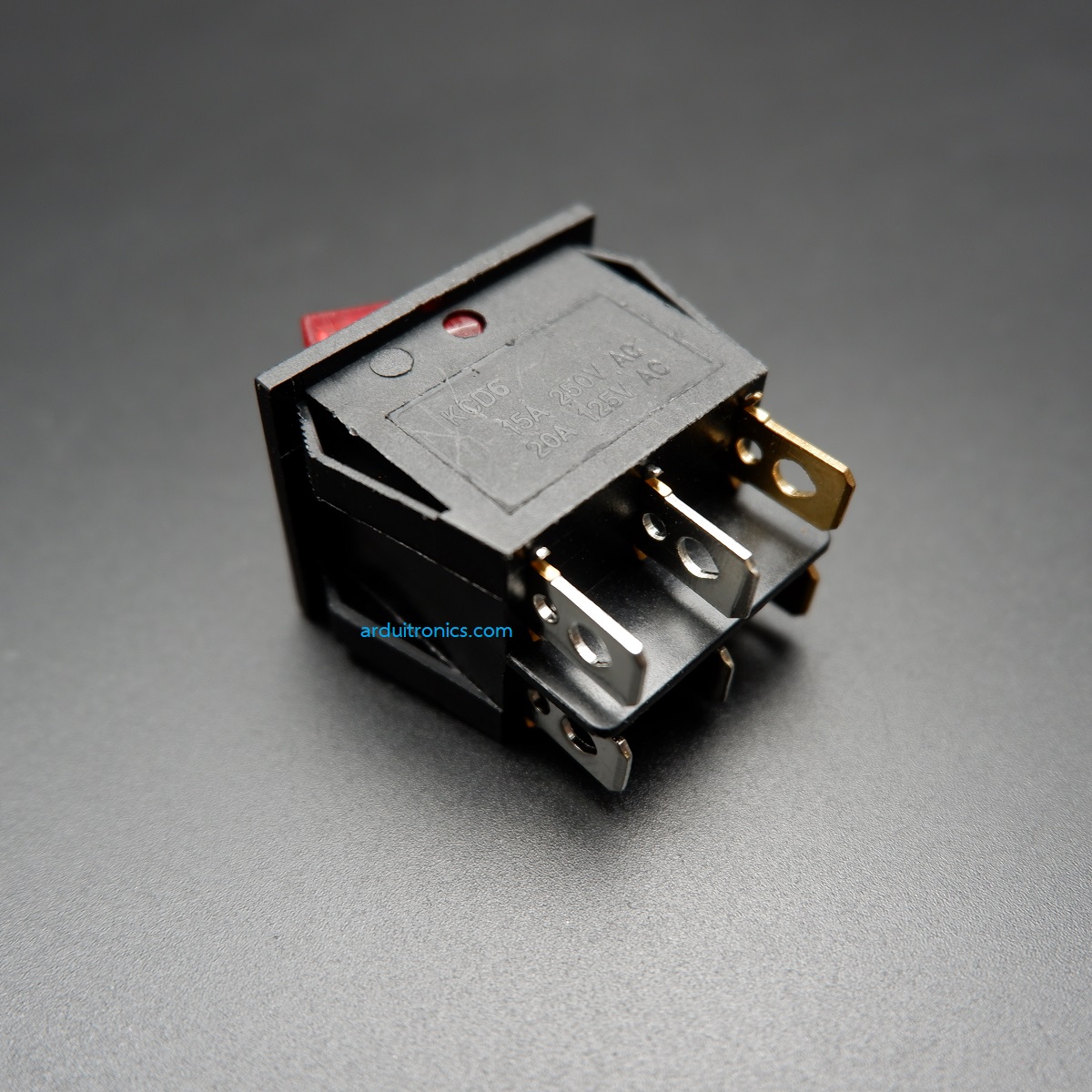 สวิตช์ไฟเปิด/ปิด แบบหัวคู่ KCD3-101N 15A 250VAC (2x3 ขา สีแดง)