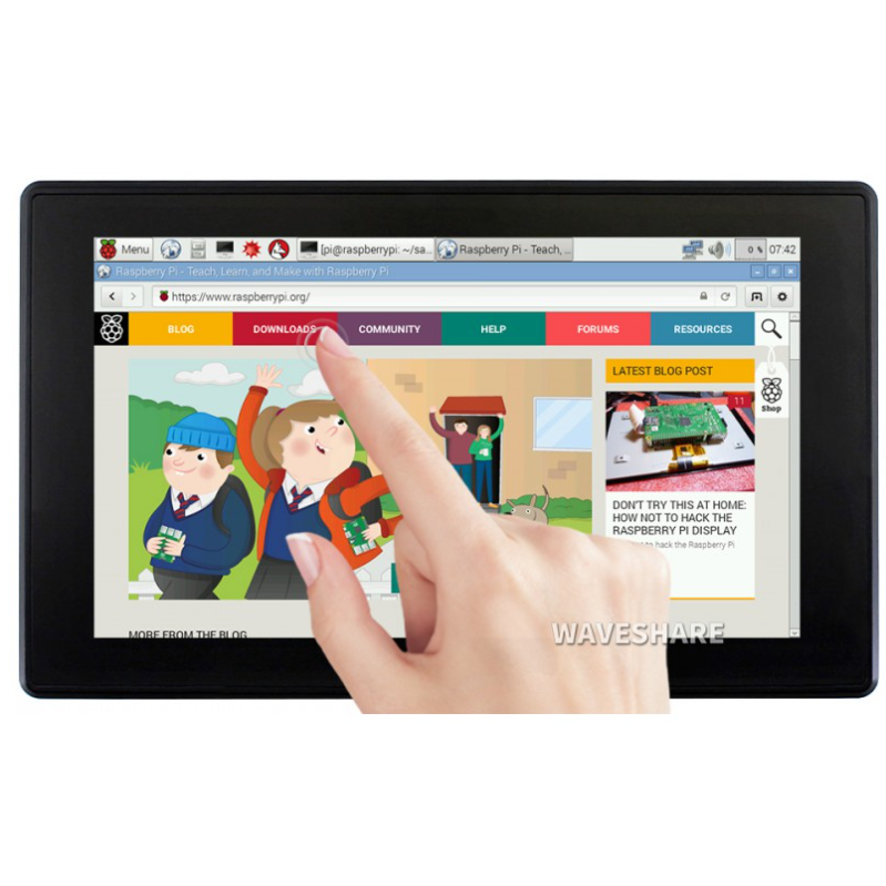[ยี่ห้อ Waveshare] 7inch Capacitive Touch Screen LCD (H) with Case, 1024×600, HDMI, IPS, Various Systems Support