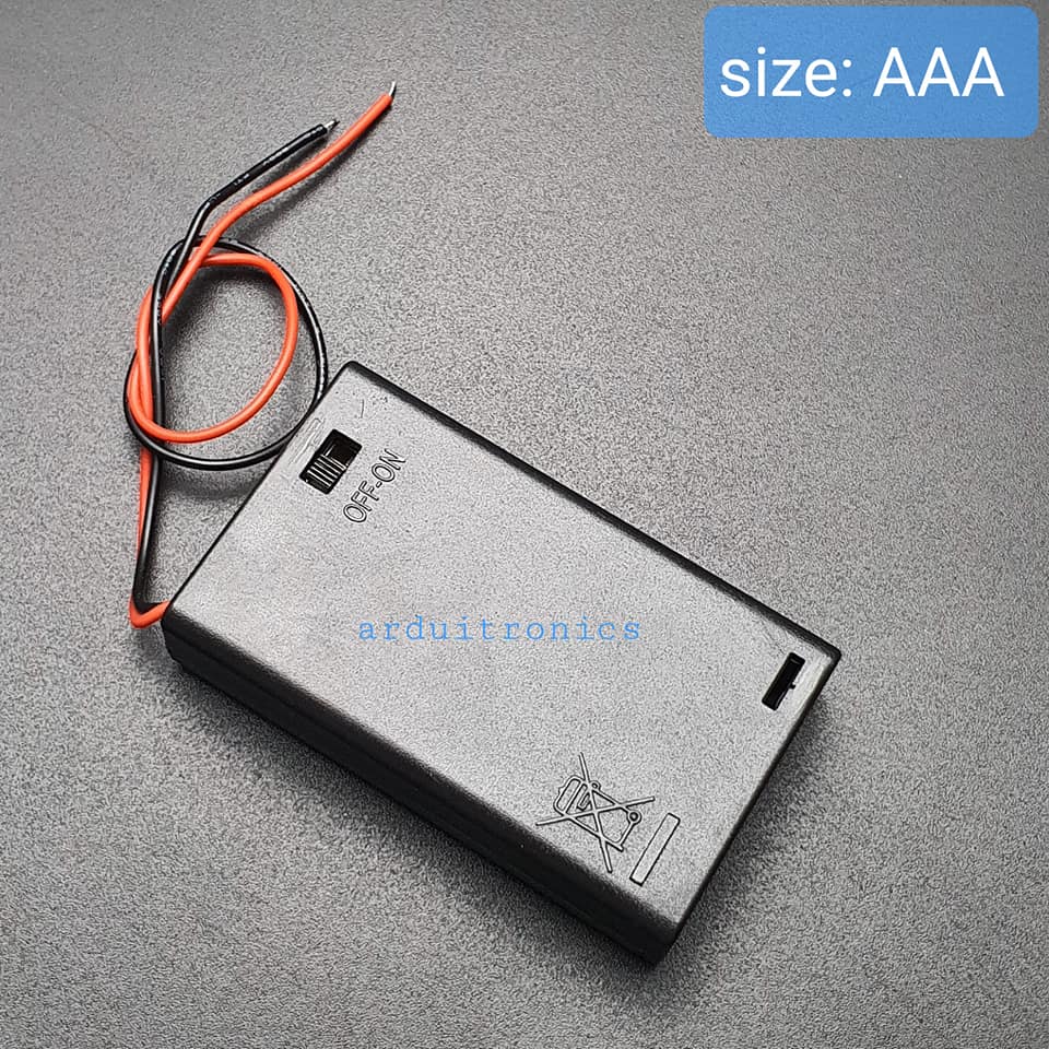 Battery Box รางถ่าน 3 ก้อน AAA 4.5V (ก้อนละ 1.5V) แบบมีฝาปิด และมีสวิทช์เปิดปิด
