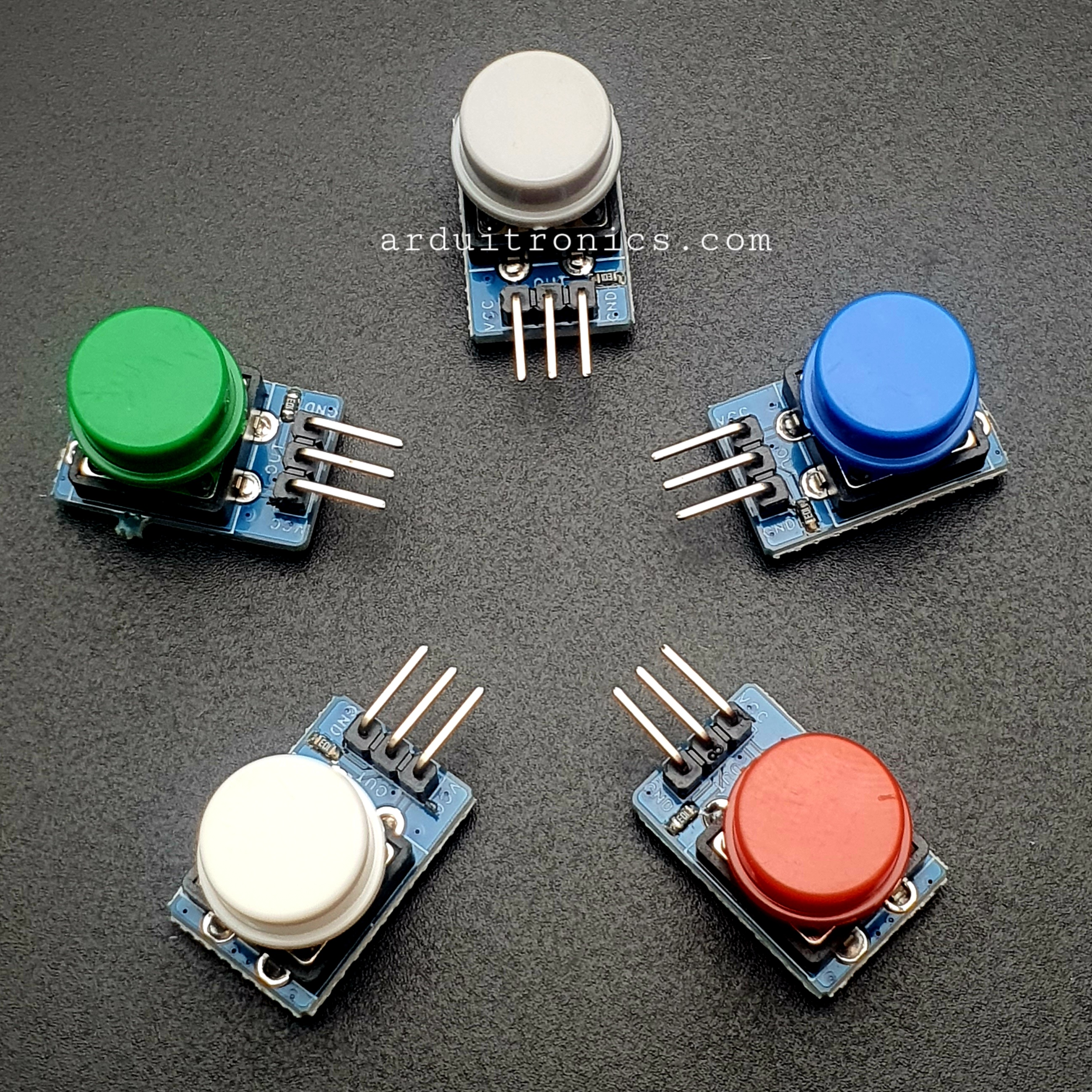 5 Color Button Modules (Gray | Blue | Red | White | Green) - Arduino ...